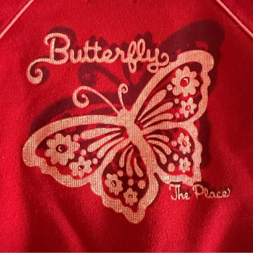 Y2K The Children's Place Coral/Red 3 in 1 Raincoat/Sweatshirt Butterfly Size 24M